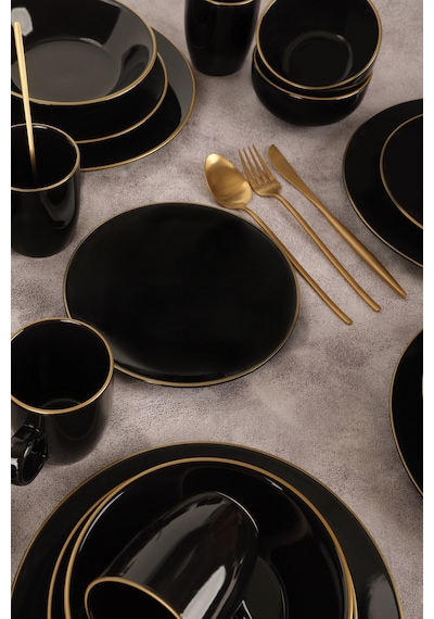 Keramika Ege Siyah Gold Yemek Takımı 30 Parça 6 Kişilik