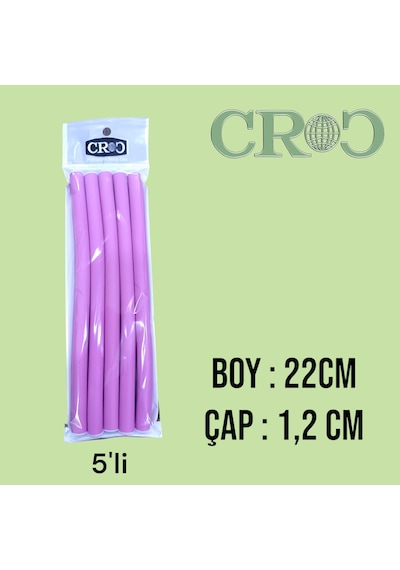 Croc 1241 Sosis Bigudi 5li Pembe Boy:22cm Çap:1.2cm Pembe