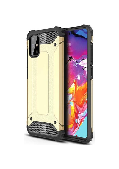 Noktaks - Samsung Galaxy Uyumlu M31s - Kılıf Çift Katman Zırh Tank Crash Military Kapak - Gold