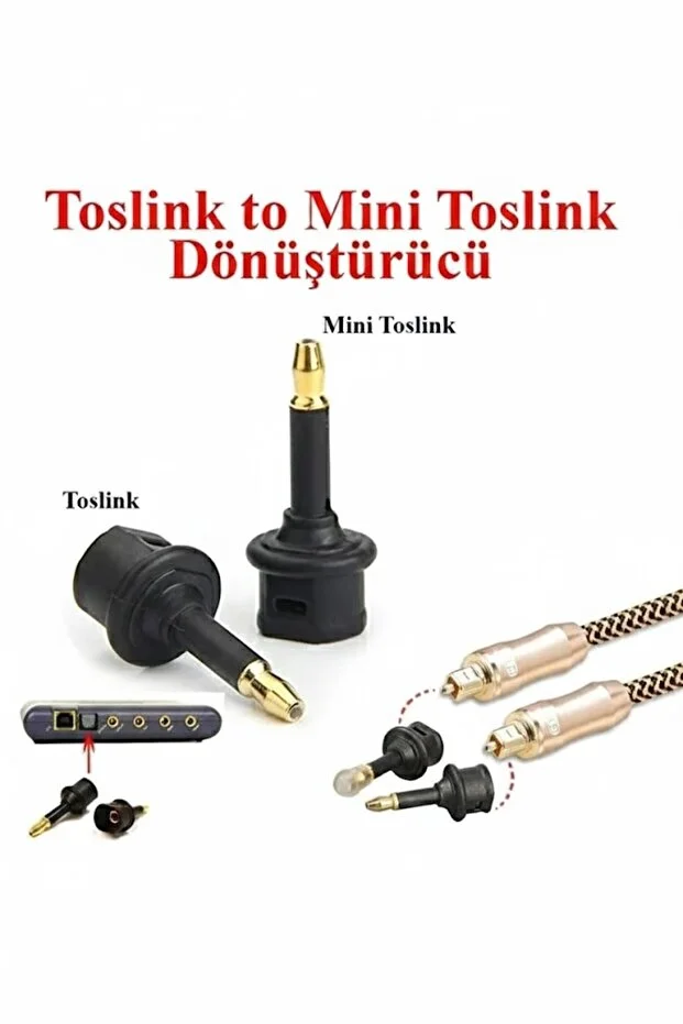 Toslink To Mini Toslink Adaptör Çevirici Dönüştürücü Optik 3.5mm Dişi Erkek Kablo Ses Dönüştürücü Ara Aparat