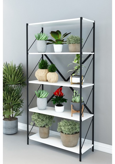 Stone Saksılık Çiçeklik Saksı Rafı Çiçek Standı Çok Amaçlı Dekoratif Raf 150 Cm Beyaz
