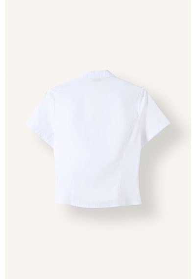 Defacto Fitted Hakim Yaka Çiçek Aplikeli Kısa Kollu Poplin Bluz I7460ax26hswt34 Beyaz-wt34