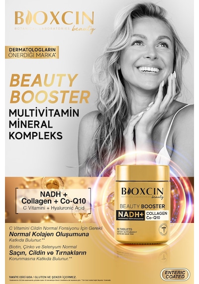 Beauty Booster 60 Tablet - Kolajen Nicotinamide CoQ10 Glutatyon  Astaksantin Resveratrol Hya Asit.