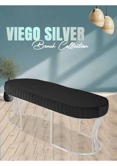 Viego Silver Striped- Antrasit Kapitoneli Chester Model Puf & Bench & Koltuk & Uzun Makyaj Puff & Yatak Ucu &önü