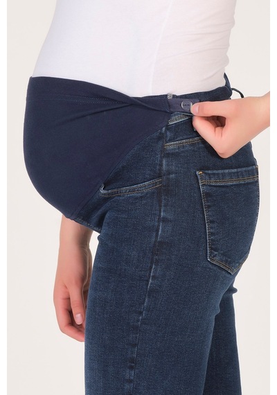 Busa Hamile Mom Fit Kot Pantolon Koyu Lacivert-koyu Lacivert