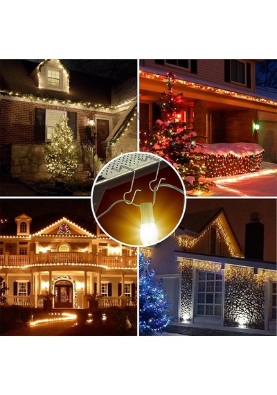 50pcs Noel Işığı Kancaları Açık Noel Işıkları İçin Paslanmaz Çelik Oluk Kancaları Çok Renkli