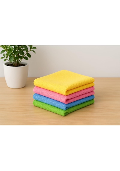 Vios Store Araç Temizlik Seti 4 Lü Mikrofiber Bez + Eldiven Model Oto Yıkama Süngeri Çizmez, İz Bırakmaz, Yüksek Emicilik Cam, Gövde, Jant Ve İç Yüzey Temizliği İçin Açık Indigo