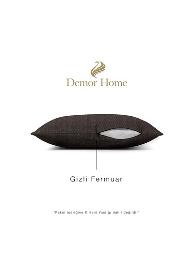 Br Demor Home Keten Dokulu Antrasit Rengi Kırlent Yastık Kılıfı