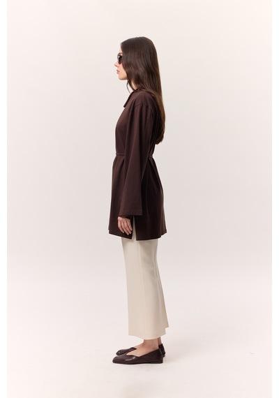 Manuka Bağlama Detaylı Oversıze Tshırt Acı Kahve Acı Kahve Kahverengi