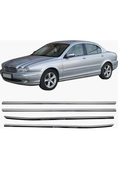 Jaguar X-type Uyumlu Krom Cam Çıtası 4 Parça Paslanmaz Çelik