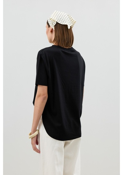 Antioch Dökümlü Kadın T-shirt Siyah