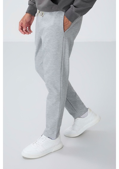 Tommy Life Gri Yüzeyi Dokulu Standart Fit Erkek Eşofman Alt - 82155