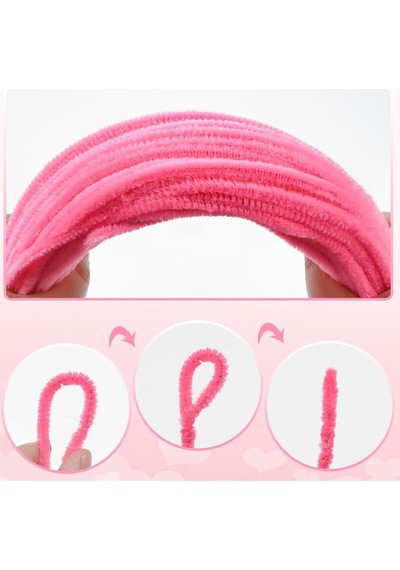Fuşya Renkli 50 Adet Şönil, Tüylü Tel, Eğitici Şönil Seti, 30 Cm, Peluş Tel