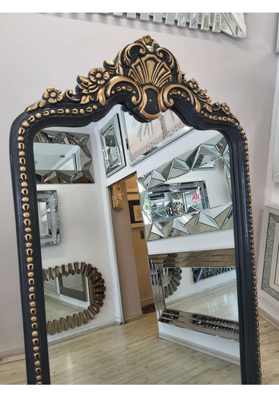 Ayna Denizi Princess Anthracite Gold Model Antrasit Altın Renk Dekoratif Ayaklı Boy Aynası Antrasit - Altın