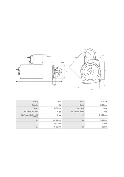 Cargo 12v Marş Motoru Boch Tipi 9 Diş 3 Kw Dodge Pd250-ford Cargo-khd-lınde-magırus Deutz -