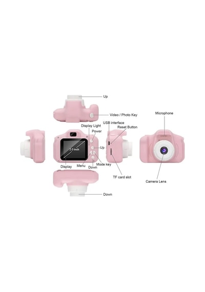 Dijital Renkli Ekran Çocuk Kamerası 1080p Hafıza Kartlı Şarjlı Video Resim Oyun Fotoğraf Makinesi