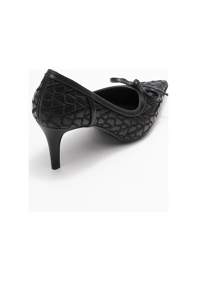 Luvishoes Luvi Shoes Camden Siyah Desenli Fiyonklu Kadın Topuklu Ayakkabı Siyah