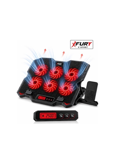 Fury E-sport Laptop Soğutucu 6 Fanlı Lcd Kontrol Panel Ayarlanabilir Dizüstü Bilgisayar Soğutma Fanı