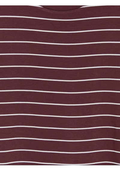 Lcw Everyday Bordo Bisiklet Yaka Çizgili Kadın Tişört