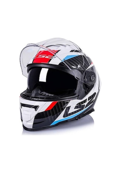 Ls2 Storm 2 Racer Beyaz Kapalı Motosiklet Kaskı Beyaz - Siyah