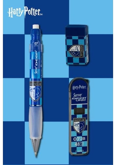 Serve Deep Üçlü Set 0.7 Mm Mekanik Versatil Kalem Harry Potter Ravenclaw Damalı - Mavi Çok Renkli