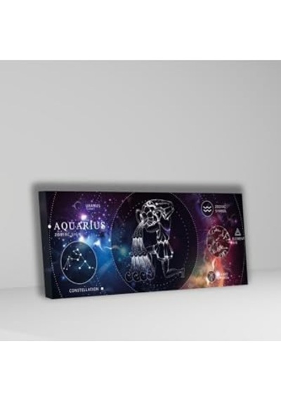 Panoramik Kanvas Astroloji Zodiac Kova Burç Özellikleri Tablo, 120 X 60 -