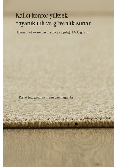 Modern Halı Sisal Bukleli Halı Bej Halı Salon Halısı Oturma Odası Halısı Koridor Halısı Yolluk Bej