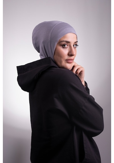 Hürrem Bone Koyu Gri Pratik Hazır Geçmeli Bone Viskon Kumaş Hijab Spor 2106_2