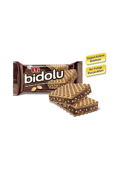 Eti Bidolu Fındık Kremalı Yer Fıstığı Parçacıklı Gofret 12 x 81 G