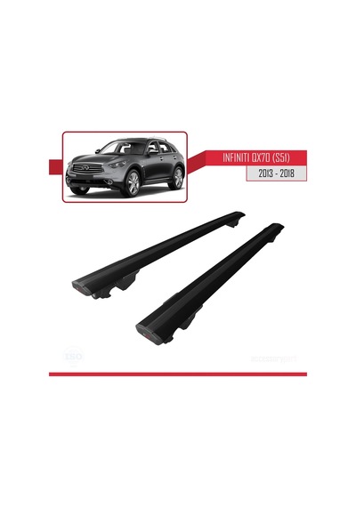 Infiniti Qx70 S51 2013-2018 Arası İle Uyumlu Hook Model Anahtar Kilitli Ara Atkı Tavan Barı Siyah