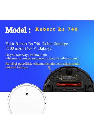 Fakir Robert Rs 740 Robot Süpürge 2600 Mah 14.4 V Yanmaz Batarya  Uyumlu Uzun Ömürlü, Yüksek Performans Pil