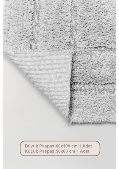 Elart Solid Banyo Halısı Paspas Takımı Pamuklu 2 Adet 60x100 Cm Gri Gri