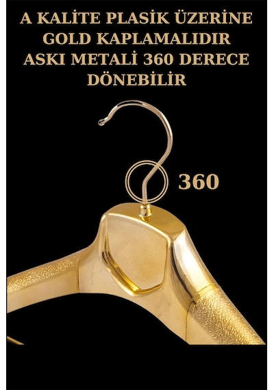 5 Adet Plastik Gold Renk Yüksek Kalite Ceket Askısı Elbise Askısı Altın