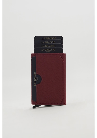 La'graccio Paris Sace Unisex Hakiki Deri Mekanizmalı Kartlık Mat Bordo