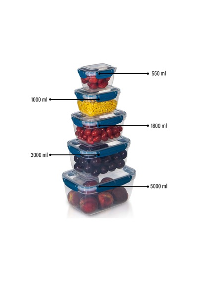 5'li Master Dikdörtgen Saklama Kabı 550 ML - 1000 ML - 1800 ML - 3000 ML - 5000 ML 001