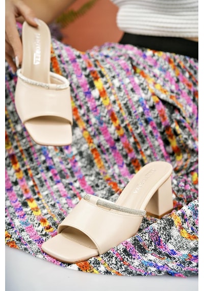 Nesil Shoes Senyo 076 Ten Yazlık Topuklu Kadın Terlik