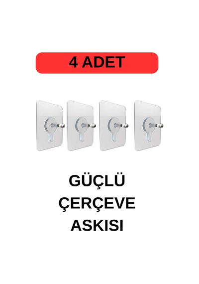 4 Adet Süper Güçlü Çerçeve Askısı Pin Delgisiz Vidalı Yapışkanlı Raf Tutucu Askı Beyaz Diğer