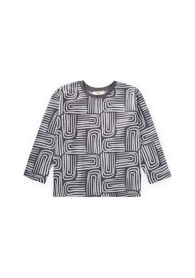 Cigit Uzun Kollu Desenli Erkek Çocuk T-shirt - Antrasit