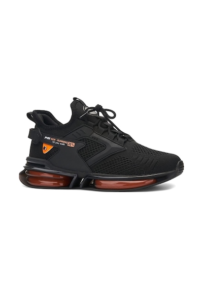 Erkek Siyah Sneaker Spor Ayakkabı Balon Taban Triko Ortopedik-047 Siyah - Turuncu