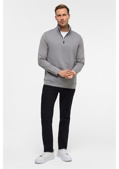 Süvari Gri Regular Düz Yarım Balıkçı Yaka Sweatshirt Gri