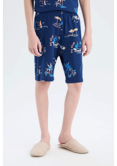 DeFacto Erkek Çocuk Pijama Takımı Desenli Kısa Kollu Üst Şort D9992A825SMNV30