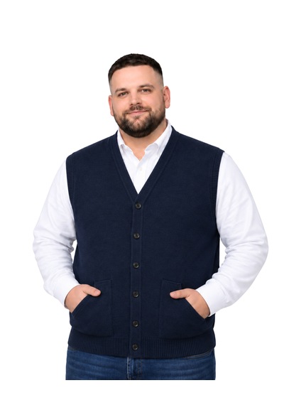 Battalmoda Erkek Büyük Beden Lacivert Cepli Triko Yelek 3xl-4xl-5xl-6xl