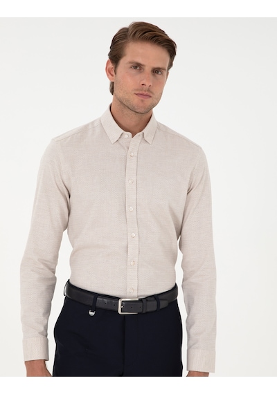 Pierre Cardin Erkek Bej Gömlek Desenli 50292457-vr011 Bej