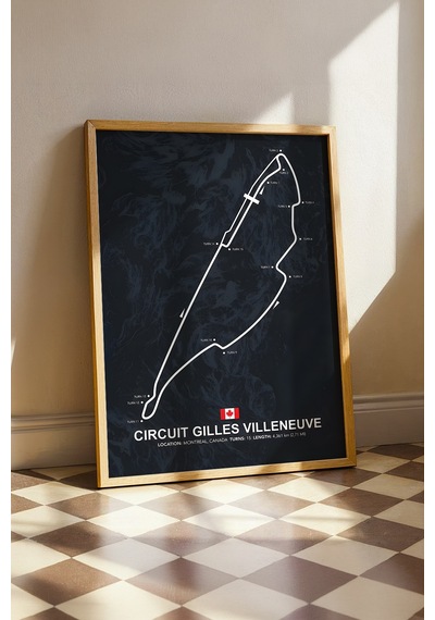 Gilles Villeneuve F1 Pisti Ahşap Çerçeveli Tablo Kanada Gp Poster Ahşap 01