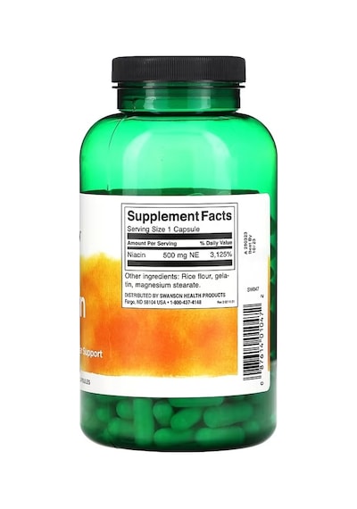 Swanson, Niacin, 500 Mg, 250 Capsules