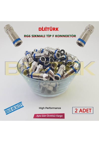Digitürk Rg6 Sıkmalı F Konnektör - 2 Adet