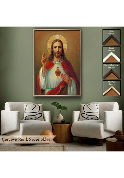 Çerçeveli İsa'nın En Kutsal Kalbi Tablosu - The Most Sacred Heart Of Jesus-6478