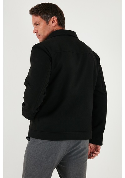 Buratti Slim Fit Ceket Yaka Astarlı Kaşe Erkek Kaban 58400347 Siyah