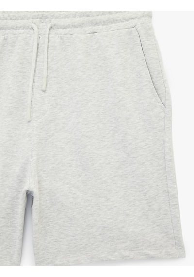 Koton Straight Fit Cepli Beli Bağcıklı Spor Şort Gri Melanj 6sam40107nk