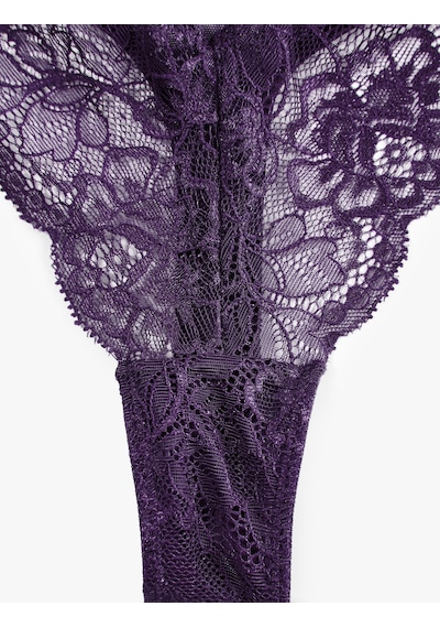 Koton Rahat Kalıp Dantel String Külot Mor 7wlk30200mk